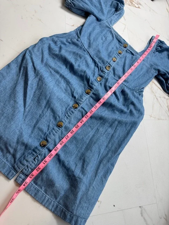 Old Navy Maternity Puff Sleeve Denim Button Front Dress Sz S Summer Western - Picture 9 of 11